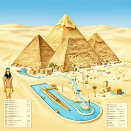 ancient egyptian pyramids waterpark map, hieroglyphics
