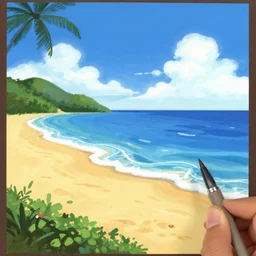 sketch of an beach and ocean in ms paint, by jim'll paint it, in microsoft paint, windows 9 5