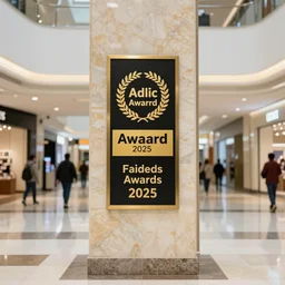 a marble pillar in a mall, photography, award winning, 4 k