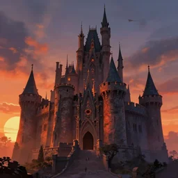 castle grayskull by frazetta, sunset