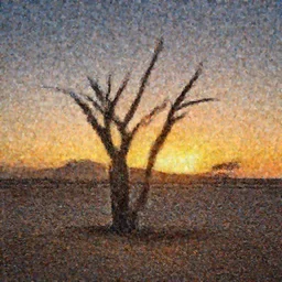 beautiful landscape photography of the Kalahari desert, a dead intricate tree in the foreground, sunset, dramatic lighting by Marc Adamus,