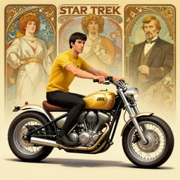 STAR TREK motorbike designed in ancient Greece, (SFW) safe for work, photo realistic illustration by greg rutkowski, thomas kindkade, alphonse mucha, loish, norman rockwell