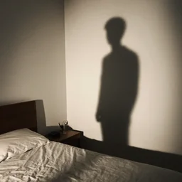 tall shadow watching someone in their bedroom at night