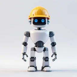 architect as robot in site with hard hat portrait logo