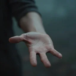 moistcritikal extending his hand, cinematic, gloomy background, realistic, digital art, character art, 8 k