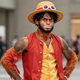 Lebron James cosplay as Monkey D Luffy, one piece anime, detailed digital art, colourful masterpiece beautiful beautiful beautiful