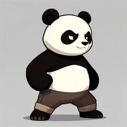 street gangster panda character, street fighter style, profile, in the style of Milica Čeliković and James Daly, artstation, digital art, full body,