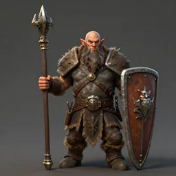 A short and stocky barbarian dwarf, wielding a tall rectangular shield with spikes. Dungeons & dragons fantasy art, trending on artstation, highly detailed, 4k