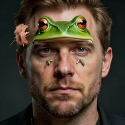 hyperrealistic mixed media image of info wars alex jones with ( ( ( ( ( bullfrog face ) ) ) ) ), stunning 3 d render inspired art by xiang duan and thomas eakes and greg rutkowski, perfect facial symmetry, hyper realistic texture, highly detailed attributes and atmosphere, dim volumetric cinematic lighting, 8 k octane detailed render, post - processing, masterpiece,