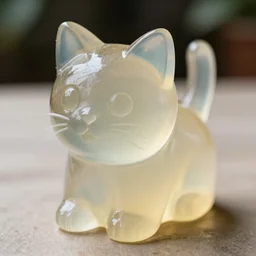 detailed realistic cat made of gelatin, jello, transparent jello cat