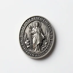 silver magic amulet, professional product shot, isolated on a pure white background, centered, entire object in frame, sharp focus, soft studio lighting