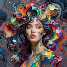 fluid polygonal masses of psychedelic oil paints building chaotic structure of hyper beautiful girl in other dimension, wayne barlow, bao pham, donato giancola, larry elmore, masterpiece, trending on artstation, featured on pixiv, cinematic composition, beautiful lighting, sharp, details, hyper - detailed, hdr, 4 k, 8 k