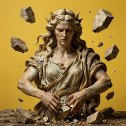 hyperrealist highly detailed neo-baroque portrait of god as an angry woman breaking the earth into pieces concept art pascal blanche very dramatic yellow lighting 8k wide angle shallow depth of field