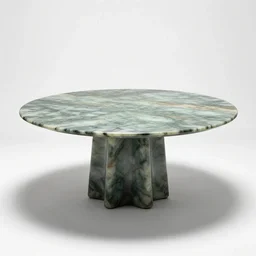jade dining table, photorealistic, isolated on a pure white background, centered, entire object in frame, sharp focus, soft studio lighting