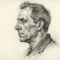 a realistic yet scraggly portrait sketch of the side profile of a stern and sophisticated the heavy, trending on artstation, intricate details, in the style of frank auerbach, in the style of sergio aragones, in the style of martin ansin, in the style of david aja, in the style of mattias adolfsson