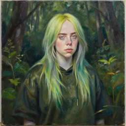 painting of Billie Eilish as a forest nymph