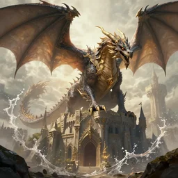[ dragon looming over a fantasy castle ], amazing masterclass portrait of the, hearthstone splash art, deiv calviz, splash art, natural light, elegant, intricate, fantasy, atmospheric lighting, by greg rutkowski, hearthstone splash art, hd wallpaper, ultra high details, cinematic composition, professional master piece made in one year