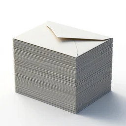 oversized envelope stack, clean 3d render, octane render, isolated on a pure white background, centered, entire object in frame, sharp focus, soft studio lighting