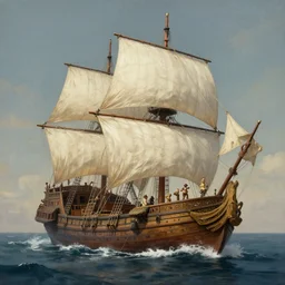 a fabulous matte painting with ancient sailing ship by ian pesty and alena aenami