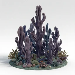 3d Render of deep sea forest, grainy, noisy