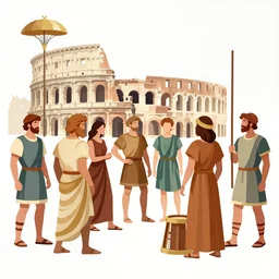 an artist's depiction of people living in ancient rome, coloured and proffessional digital art