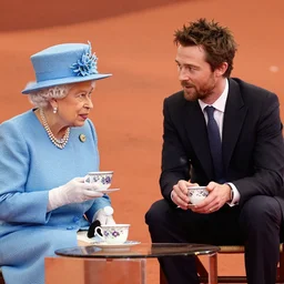 matthew mcconaughey having tea with the queen of england on mars, award winning photography, telephoto, trending on 5 0 0 px