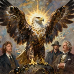 noble hero portrait of an eagle outfitted in rogue attire, by jack kirby italo calvino and ivan aivazovsky,