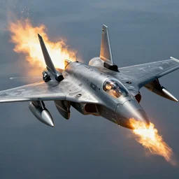 mech jetting forward with fire