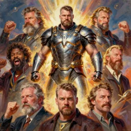 full body and head portrait of Hafþór Júlíus Björnsson in science fiction armour, dynamic action, painted by norman rockwell and phil hale and greg staples and tom lovell and frank schoonover and jack kirby