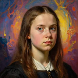 greta thunberg as a cute Lucas Cranach the Elder Oil Painting, head and shoulders, epic, vivid colors, high details, cinematic, 8k resolution, beautiful detailed, photorealistic, digital painting, artstation, concept art, smooth, sharp focus, illustration, fantasy background, artstation trending, octane render, unreal engine