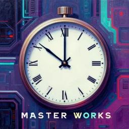 the clock ticks faster, greg rutowski, andre styles movie, glitchpunk painting, masterworks album art cover