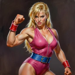 ultra realistic billie madison as ryu from street fighter, painting by frank frazetta, 4 k, ultra realistic, highly detailed,