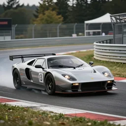photo of a brutalist sports car at nurburgring, cinematic, 4k
