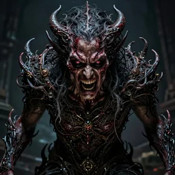 A dangerous being looking straight at camera, wild, dark, evil, agony, pain, detailed, intricate, hypermaximalist, cinematic lighting, symmetry, 8K, 16K