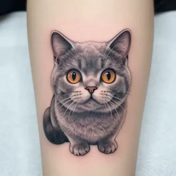 a tattoo of a cute gray cat