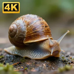 photorealistic rendering of a snail smiling, 4 k