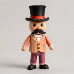 a man made entirely from crayons with a top hat and mustache