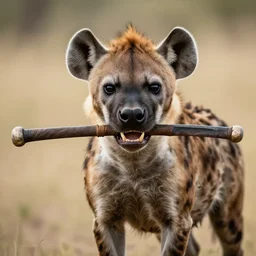 professional digital art of an angry hyena carrying a sickle in its mouth, high quality, hd, highly detailed, 4 k, 8 k