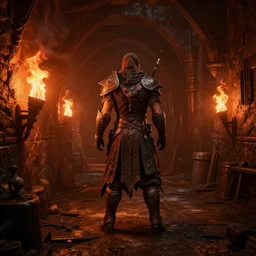 delicious torch lit prison dungeon jail cell atmospheric unreal engine hyperreallistic render 8k character concept art masterpiece screenshot from the video game the Elder Scrolls V: Skyrim deep vibrant orange red flame global illumination