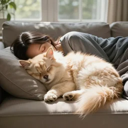 sleeping in the sun with a fuzzy pet, created by Mark Keathley