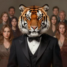 a masterpiece portrait of a tiger dressed as a butler. highly detailed, digital painting, trending on artstation, concept art, sharp focus, illustration, global illumination, ray tracing, realistic shaded, art by artgerm and greg rutkowski and fuji choko and viktoria gavrilenko and hoang lap