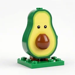 a knolling of lego avocados