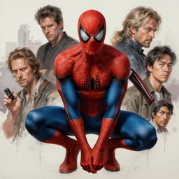 concept art of spider man, highly detailed painting by dustin nguyen, akihiko yoshida, greg tocchini, greg rutkowski, cliff chiang, 4 k resolution, trending on artstation, 8 k