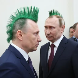 punk vladimir putin with green mohawk