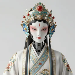portrait of a chinese cyberpunk machine, machine face, robed, upper half portrait, decorated with chinese opera motifs regal asian machine robot cyberpunk fine china, wuxia, traditional chinese art intricate intense elegant highly detailed digital painting artstation concept art smooth sharp focus illustration, art by artgerm and greg rutkowski alphonse mucha 8 k