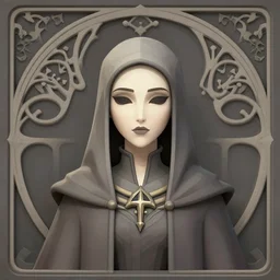 masterpiece symmetrical centered bust-view portrait, Maya Ali as D&D sorcerer, single head, Neo-Gothic, Art Nouveau style, cell shaded, wizard robe, fantasy, delicate, elegant, in the style of Moebius and Mohrbacher and Alphonse Mucha and Charlie Bowater and Jean Delville, tarot card style, cinematic specular lighting, rich bright colours