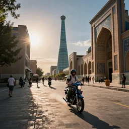 arbat street with flying motorcycles, photo france presse