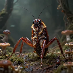 cockroach, a extremely horror photograph of a fantasy creature made out of nature and fungus, intricate, hyperrealism, sharp focus, cinematography, highly detailed, octane render, horror cgi 4 k, matte, photograph by professional photographer