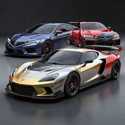 a sports car based on nissan, acura and chevy sports car body styles, nissan sports cars, chevy sports cars, acura sports cars, award winning paint, trending on artstation, unreal engine, studio lighting, by jotaautomotive, nancorocks and khyzyl saleem
