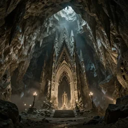 A great underground cavern known as the hall of the mountain king. hyper realistic, lord of the rings
